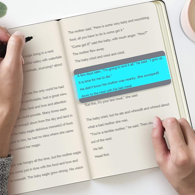 Zonon 12 Pieces Guided Reading Highlight Strips with 2 Sizes Colored Overlay Highlight Bookmarks for Children and Teacher Supply Guided(6 Standard Size and 6 Large Size)