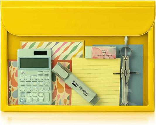 Mr. Pen File Folder - Vibrant Yellow, Letter Size, Document Folder, Clear Plastic Folder