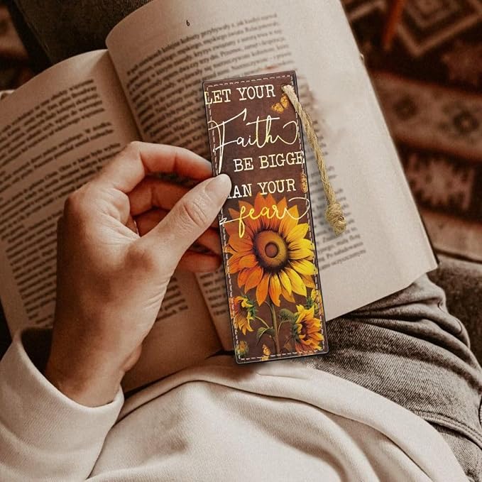 Bookmark 2 PCS Leather Bookmarks for Women, Men, Book Lovers, Autumn Sunflowers Page Markers for Students Teachers