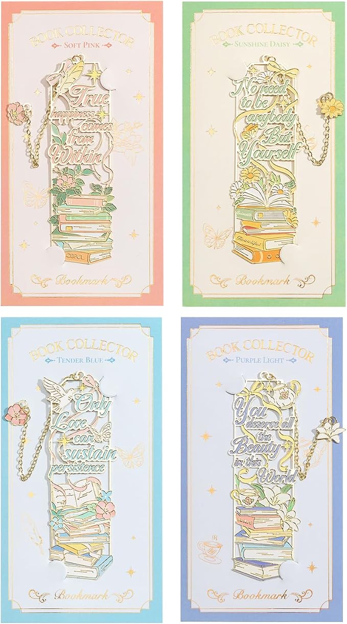 4Pcs Metal Bookmarks Cute Book Mark for Book Lovers Page Tracker Bookmark Supplies Bookmarks for Reading Women