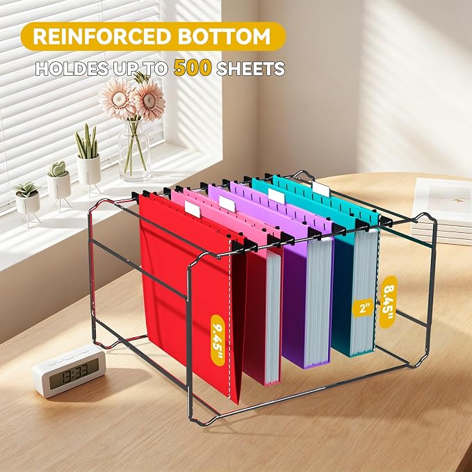 Plastic Heavy Duty Hanging File Folders,12 Pack Reinforced Letter Size Hanging Folders for Filing Cabinet,Candy Color Home Office Hang Foldr for File Box Frame Drawer,Filing System with Tabs