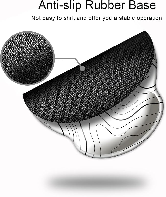 Ergonomic Mouse Pad with Wrist Support,Mouse Pad with Wrist Rest,Relieve Wrist Pain Mousepad Non-Slip Rubber Base,Mouse Pads for Desk,Computers,Laptop,Office,Home,Accessories White Topographic Line
