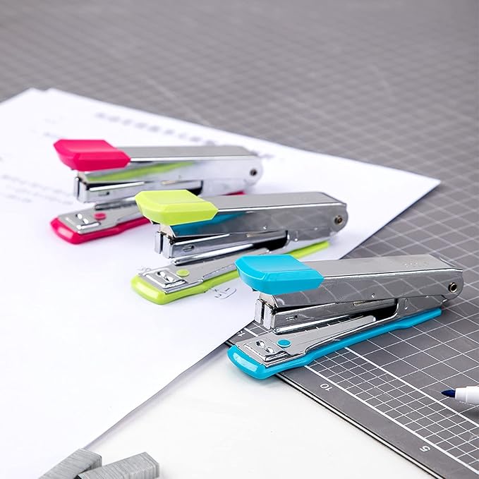 Liudan Stapler Stapler Metal Stapler Set Desktop Stapler 15 Sheets Stapling Capacity Shool Office Supplies 6 Colours Office Stapler (Color : F)