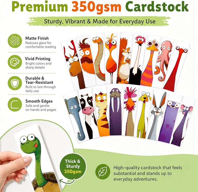 30Pcs Fun Bookmarks for Kids,Funny Animals Cartoon Kids Bookmarks,Creative Cartoon Page Holders,Funny Book Marks for Book Lovers/Students/Readers/Teacher,4th of July Gift.