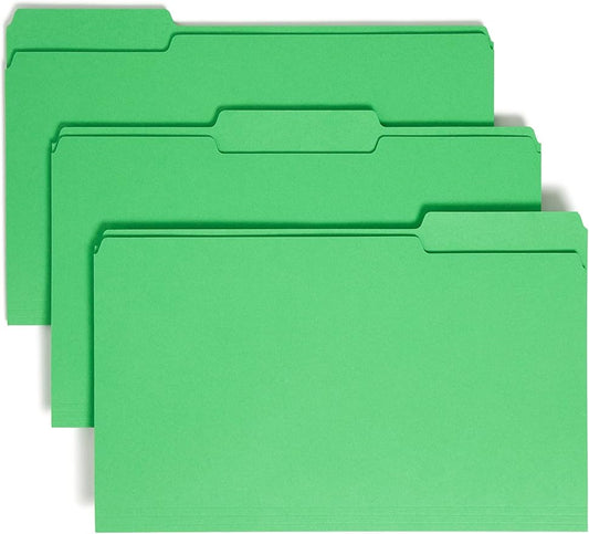 Smead Colored File Folder, 1/3-Cut Tab, Legal Size, Green, 100 per Box (17143)