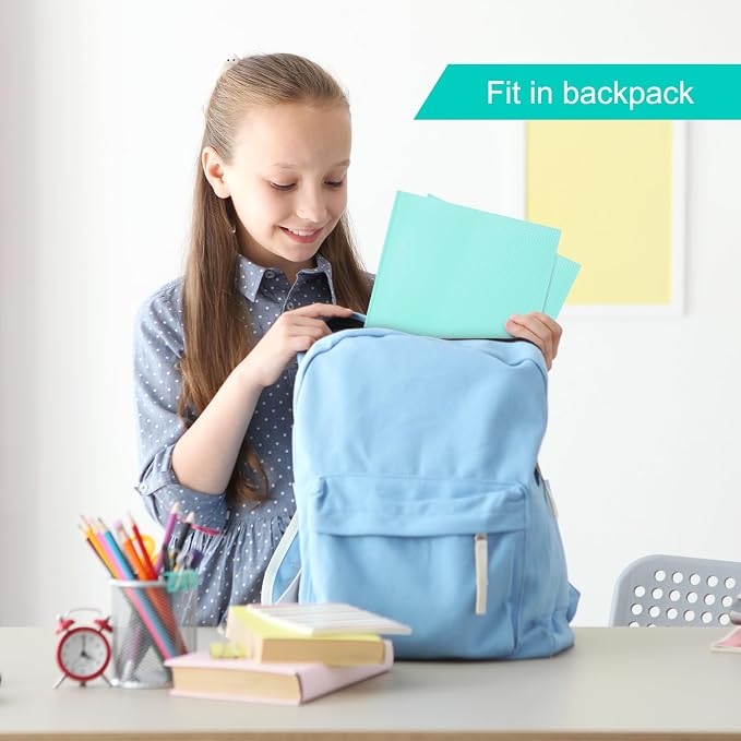 ViVin Sturdy Plastic Folder with Pockets,6 Pack,Heavy Duty Two Pocket 3 Prong Folders,Holds Letter Size Paper,File Folders with Business Card Slot for School Home and Office(Light Green)