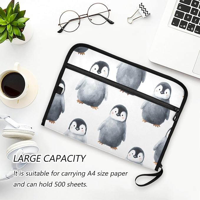 Expanding File Folder Black Penguin Accordion File Organizer 13 Pockets Document Organizer with Zipper Labels A4 Letter Office Storage