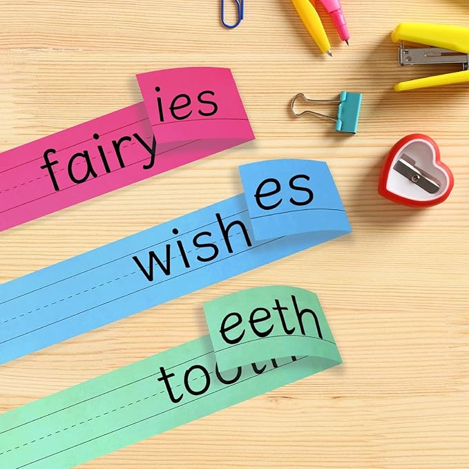 Juvale Colored Sentence Strips - 100 Count, 3 x 24 in, 5 Pastel Colors - Lined Paper Strips for Teacher Supplies & Classroom Organization