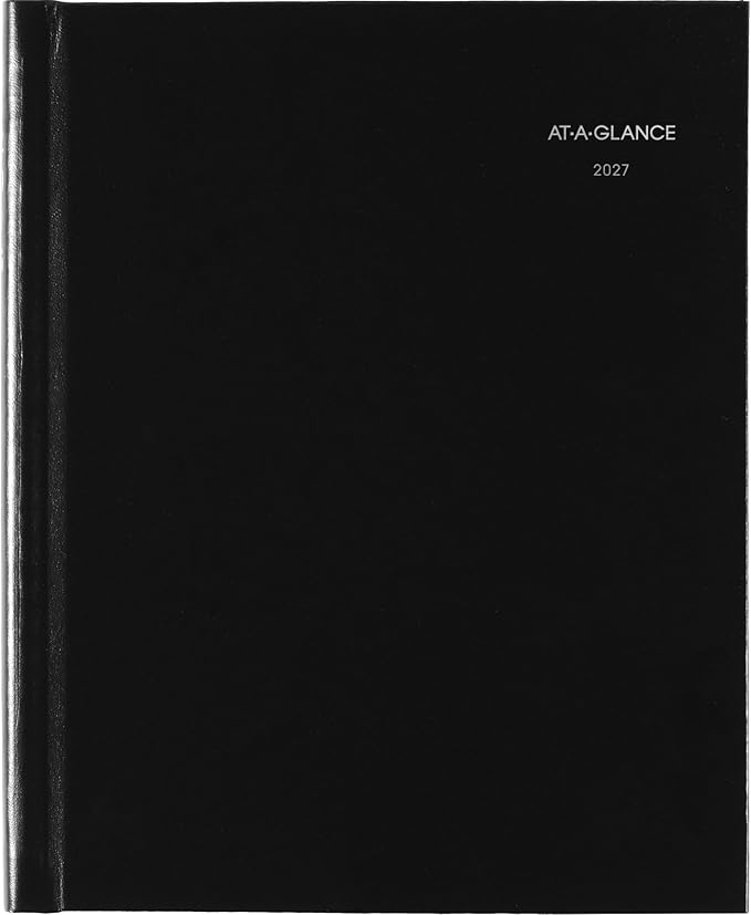 AT-A-GLANCE 2027 Planner, Monthly, 7" x 8.5", Tabbed, Unruled Daily Blocks, Hardcover, DayMinder, Black (G400H0027)