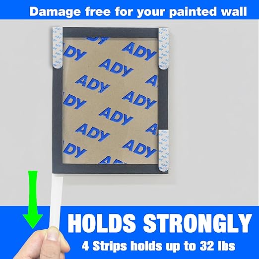 ADY Adhesive Picture Hanging Strips for Wall Decor Heavy Duty, Double Sided Tape Strip Damage Free Removable 40Pairs, Mounting Tape for Wall and Office No Nail Drilling