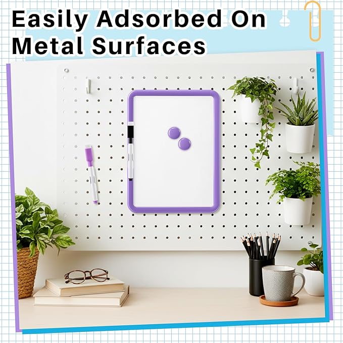 Lincia 6 Pack Magnetic Dry Erase White Board, 8.5"x11" Board with 14 Markers, Small Dry Erase Whiteboard with Magnetic for School Locker, Office, Refrigerator, Students, Girls