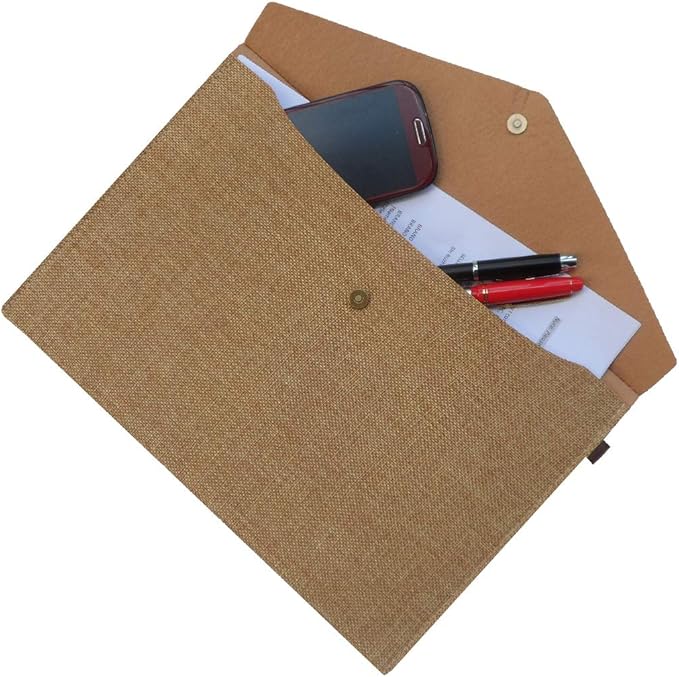Durable A4 File Folder Document Holder Portfolio Envelope Felt Folder Case with Snap Closure Set of 2 Beige and Brown