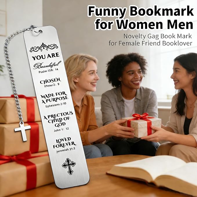 Bible Bookmark Metal Bookmarks Christian Gift for Women Men Girls Boys Baptism and First Communion Graduation and Back to School Religious Inspirational Scripture Verse Bookmark for Book Lovers