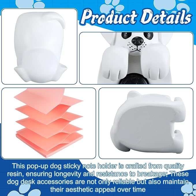 Chunful 3pcs Pop-up Note Dispenser Set Include Resign Dog Note Dispenser, 2 Pcs 3 x 3 Sticky for Office Desk Accessories