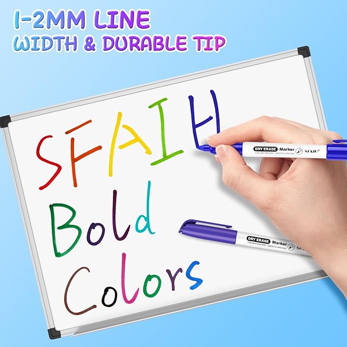 SFAIH Dry Erase Markers Fine tip 15 Colors, 30 Pack - Low Odor Whiteboard Markers for Office Teams, Study Groups, Home Schooling, Paper Markers for Kids | 5 Sizes:12/15/24/30/48/72/144 Packs