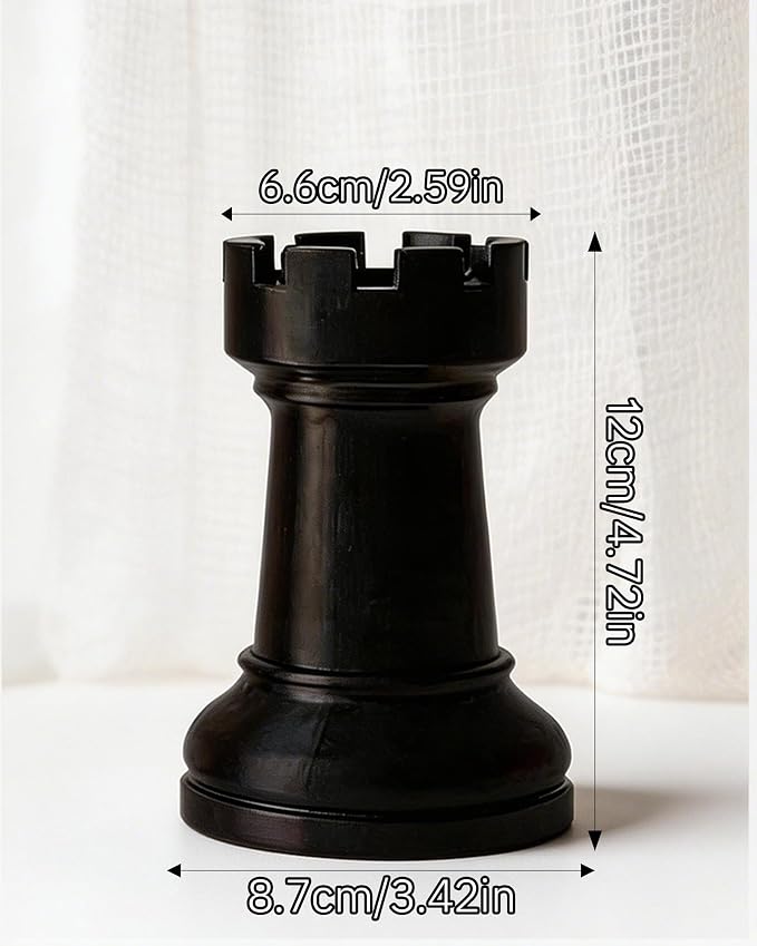 Chess Rook Pen Holder, 3D Printed Chess Piece Desk Organizer for Home Office Decor, Black (Black)