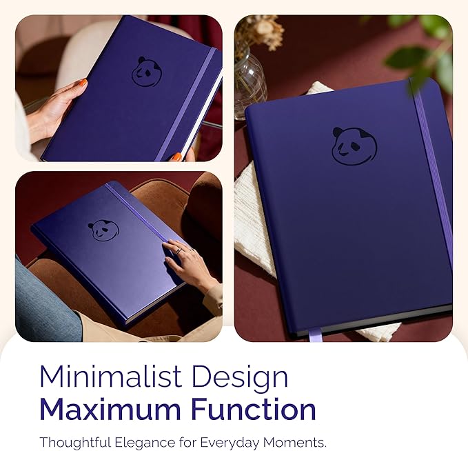 Panda Planner Pro A4 Daily Planner 2026 – 6 Month Undated Planner with Hourly Schedule, Large 8.5x11 Layout, To Do List, Daily Journal, Goal Planner, Habit Tracker & Gratitude Organizer for Home/Office – Purple