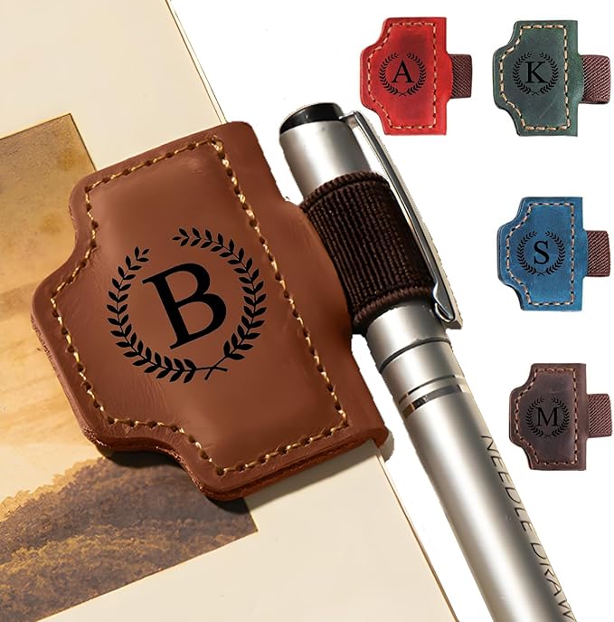 MOTEERLLU Custom Magnetic Bookmarks for Women Men, Leather Book Marker Gifts for Book Lovers, Readers, Teachers, Mom, Personalized Initial Bookmark Holder Page Marker for Reading