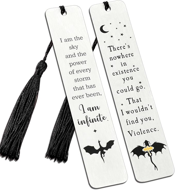 Dragon Metal Bookmarks Set, Fourth Wing Stainless Steel Bookmark with Charm, Book Mark for Reading Women and Men, Book Accessories for Book Lover (Style 1)