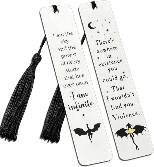Dragon Metal Bookmarks Set, Fourth Wing Stainless Steel Bookmark with Charm, Book Mark for Reading Women and Men, Book Accessories for Book Lover (Style 1)