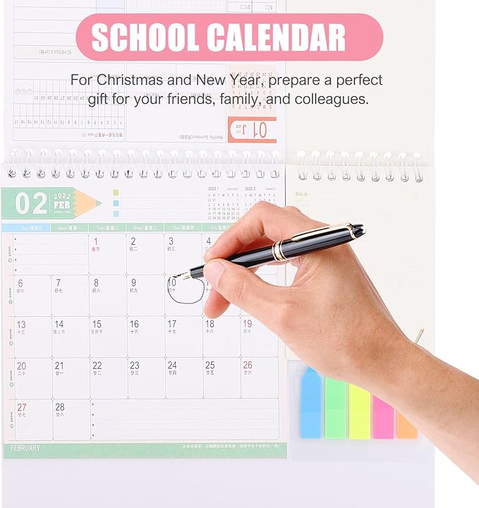 Mobestech Creative Desktop Planner Calendar with Memo Space Sturdy Multifunctional Monthly Schedule Organizer for Home Office Assorted Color