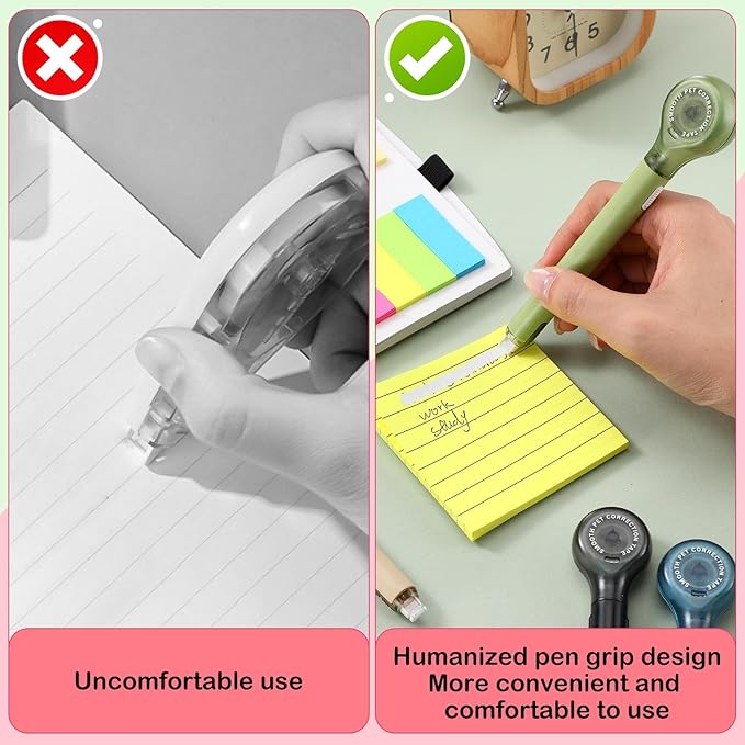 Gersoniel 10 Pack Correction Tape Pen Correctional Ink Tape Push Pull Protective, Easy to Use Applicator for School Office Supplies, 0.2 x 236 Inch (Natural Color)