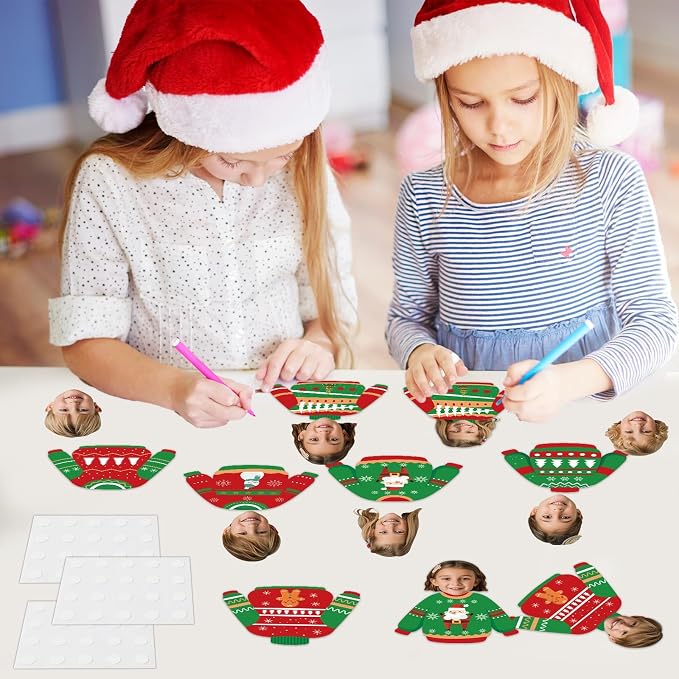 60Pcs Christmas Ugly Sweater Cutouts Bulletin Board Decoration Ugly Sweater DIY Photo Craft Cutouts Winter Classroom Supplies for Teacher Student Xmas Holiday Party School Chalkboard Wall Decor