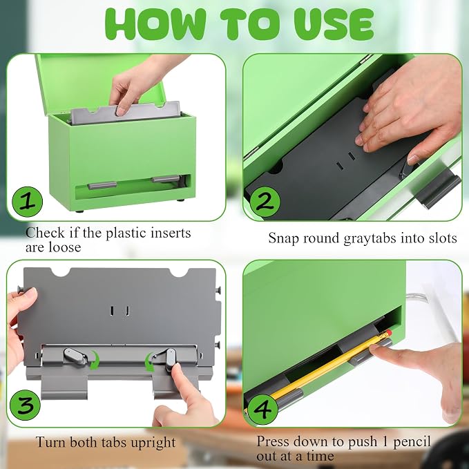 Yalikop 1 Pc Wooden Pencil Dispenser for Classroom Pastel Wood Pencils Holder for up to 200 Pencils Reusable Straw Dispenser for Home Office Teachers Supplies Storage (Classic,Light Green)