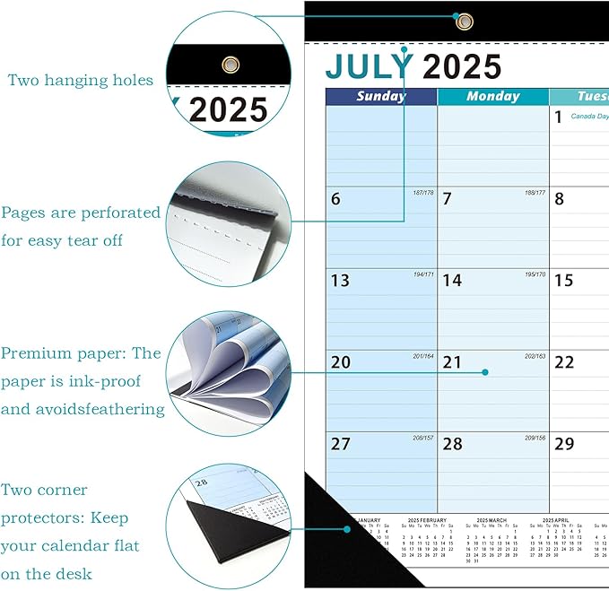 Desk Calendar 2026, AgePlace Wall Calendar 2025-2026 Covers July 2025 - December 2026, 17" X 12" Large Size With Holidays, Desktop Monthly Calendar for Home Classroom School & Office Or teacher Gifts