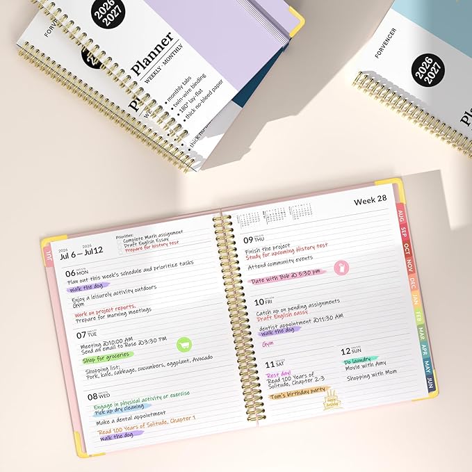 Forvencer Academic Planner 2026-2027, July 2026-June 2027 Weekly & Monthly Hardcover Calendar Planner, 8.5" X 11", Daily Agenda Book, School Office Notebook College Teacher Organizer A4, Marble Style