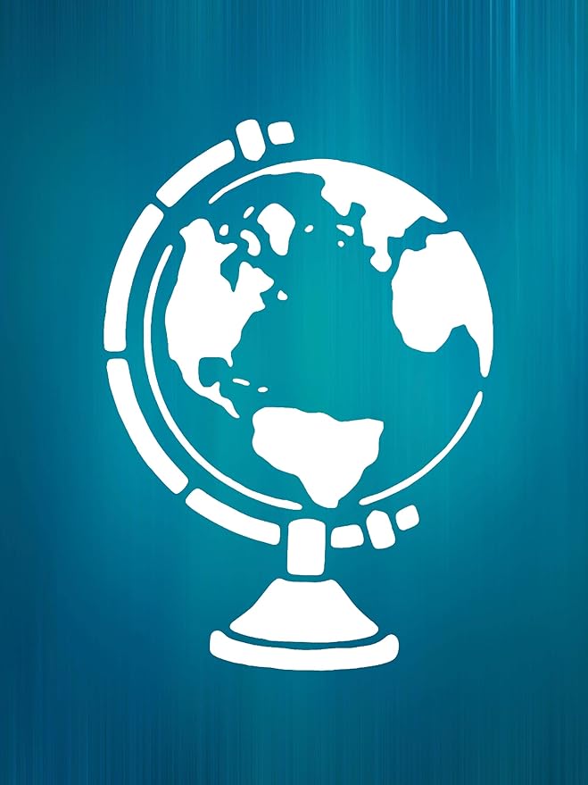 Earth Globe Stencil – Reusable 8.5" x 11" Mylar Template for Educational Art, DIY Crafts, Classroom Projects and World Map Decor