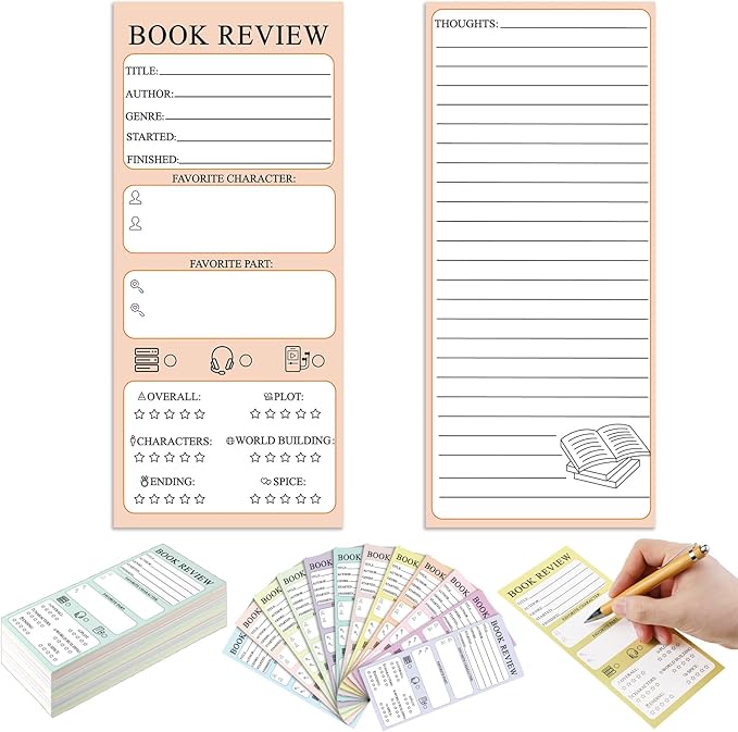 Marspark 120 Pieces Back to School Book Review Bookmarks Bulk 3.5 x 8 Inch Double Sided Reading Log Bookmark for Book Lovers Gifts(Pastel Color)