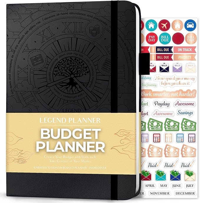 Legend Budget Planner – Financial Organizer Book. Money Account & Expense Tracker Notebook Journal for Household Monthly Budgeting (Black)