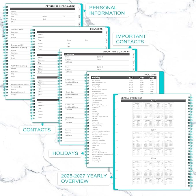 Monthly Planner 2026-2028 - Monthly Planner from July 2026 to June 2028, 8.5'' x 11'', 2-Year Planners with Inner Pocket