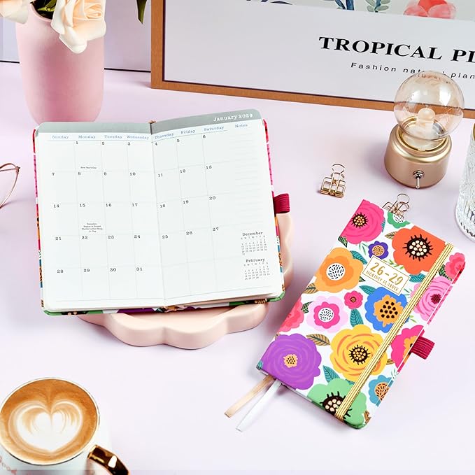 2026-2029 Pocket Planner/Calendar - 3 Year Monthly Planner 2026-2029, July 2026 - June 2029(36 Months), 6.3" x 3.8", Monthly Pocket Calendar with Elastic Closure, Pen Hold, 60 Notes, Perfect for Purse