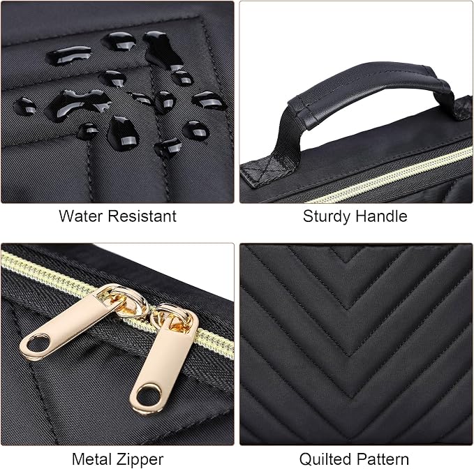 Bible Cover Case for Women, Large Bible Bag with Shoulder Strap,Quilted Bible Carrying Case with Handle, Bible Study Supplies & Christian Gift for Women, Black