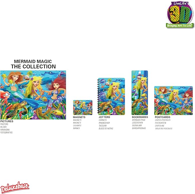 3D LiveLife Bookmark - Mermaid Magic from Deluxebase. Cute Lenticular Mermaid Page Marker. Novelty Themed Accessories for Book Lovers. Small Gifts for Men, Women, Writers and Teachers.