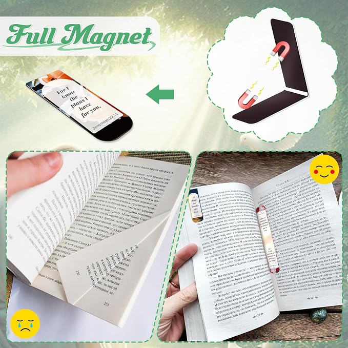 50 PCS Magnetic Bible Bookmarks for Men & Women - Inspirational Scripture Verse Page Markers with Tabs, Bulk Christian Gifts,Religious Reading Accessories