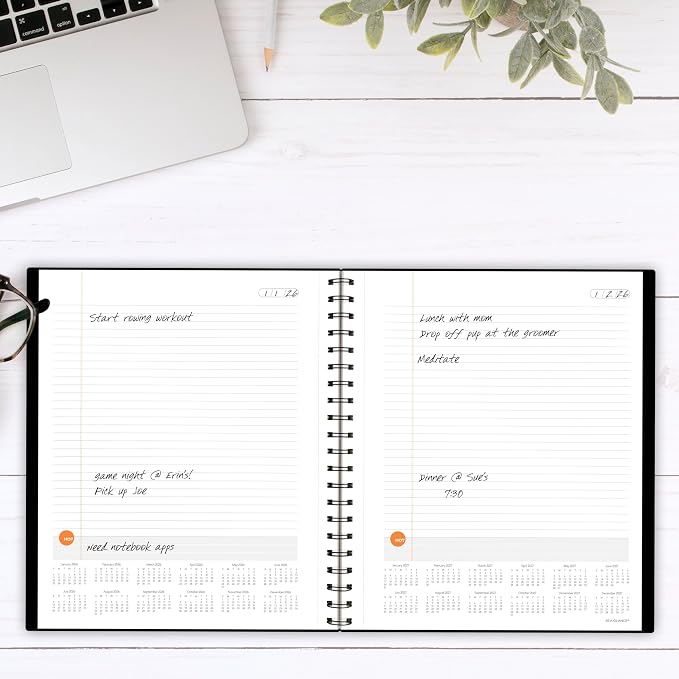 AT-A-GLANCE Undated Planning Notebook with Reference Calendars, 8.5" x 11", Large, Plan. Write. Remember., Black (7062090526)