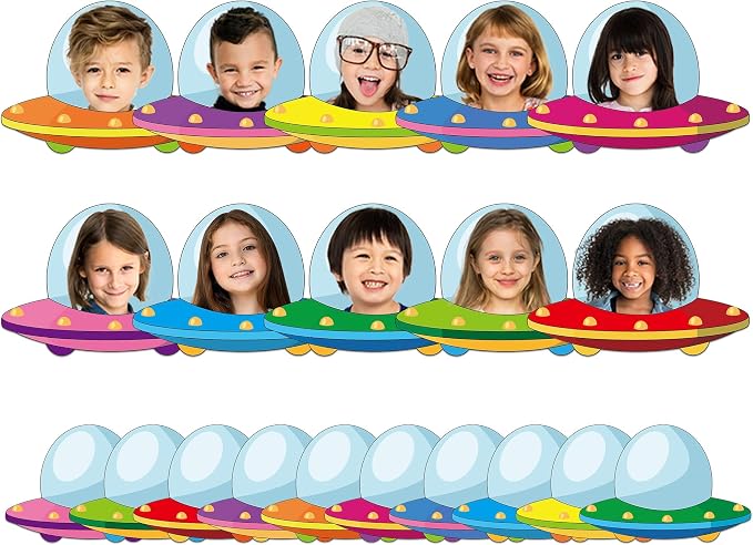 gisgfim 80Pcs Outer Space Cutouts Back to School Decorations Bulletin Board Flying Saucer Ship Paper Cut-Out Classroom Decor for Boy Girl DIY Craft Photo Wall Kindergarten Preschool Party Favor Supply