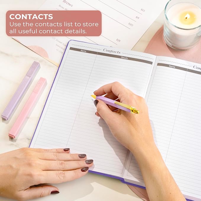 GoGirl Salon Appointment Book – Reservation Book for Beauty Salons, Spas, Hair Stylists, Estheticians – Appt Booking Planner, 7x10″ (Purple)