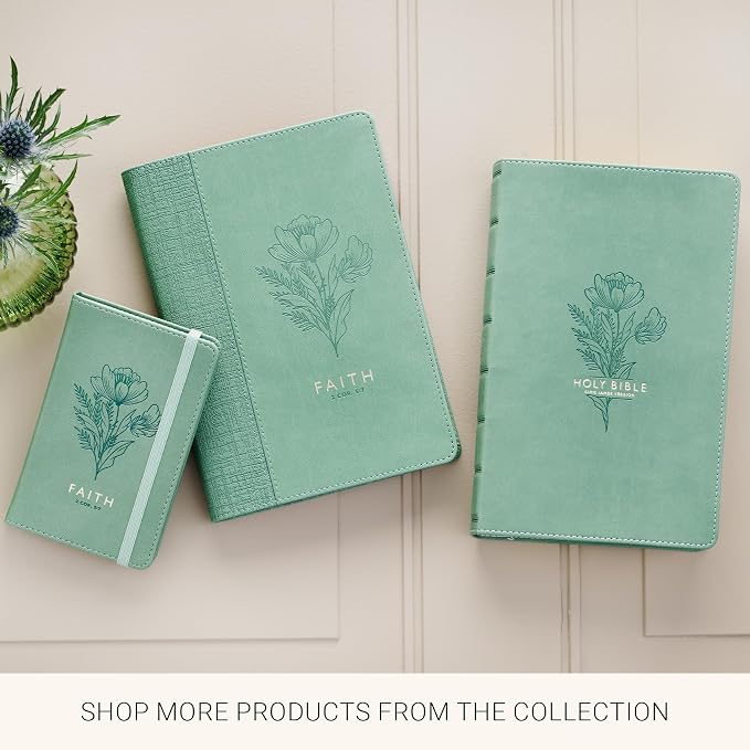 Christian Art Gifts Premium Vegan Leather Encouraging Scripture Bookmark for Women: Walk by Faith Inspirational Bible Verse, Smooth Satin Ribbon, Sturdy Debossed Floral Reading Accessory, Teal & Gold