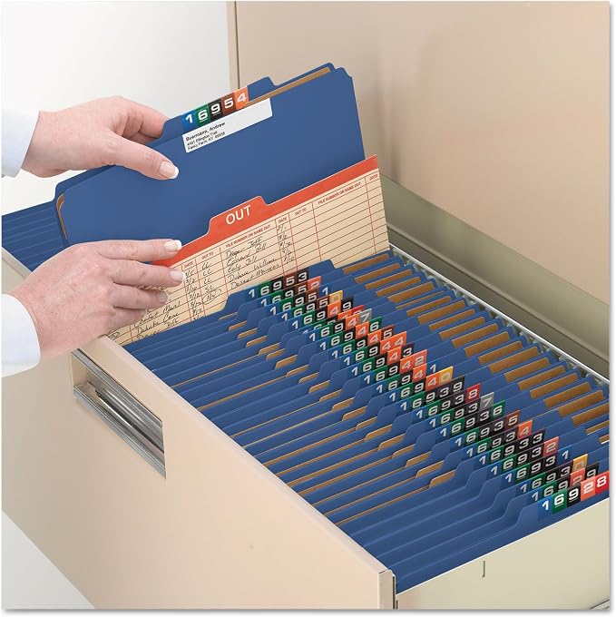 Smead Pressboard Classification File Folder with SafeSHIELD Fasteners, 3 Dividers, 3" Expansion, Legal Size, Dark Blue, 10 per Box (19096)