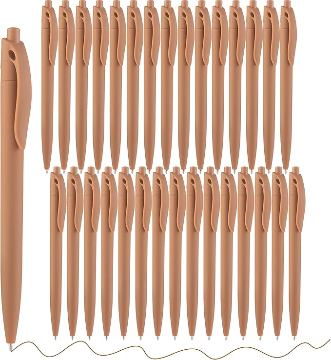 Aozora Pens Bulk 30 Pack Click Pens No Bleed Wholesale Retractable Ballpoint Pens Medium Point,Smooth Ink Pens for Journaling School Office Supplies 1.0MM (Brown Ink)