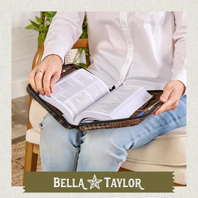 Bella Taylor Small Bible Cover for Women - Quilted Cotton Bible Case for 6 x 9 inch Books - Ironstone