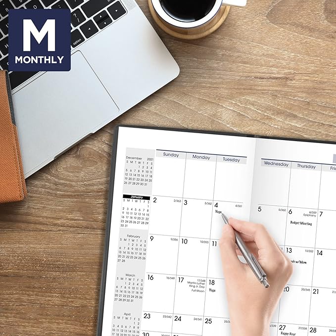 2022 Pocket Calendar by AT-A-GLANCE, Monthly Planner, 3-1/2" x 6", Pocket Size, DayMinder, Black (SK5300)