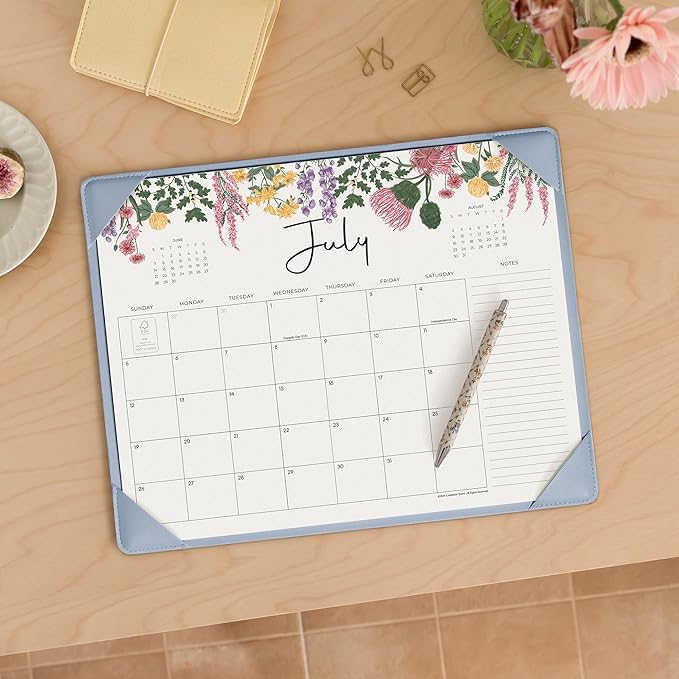 Cabbrix Desk Calendar 2026 with Desktop Mat, Desk Pad Calendar 15"x 12" from July 2026 to December 2027, Desk Calendar for Home Office and School, Easy Planning, Blue