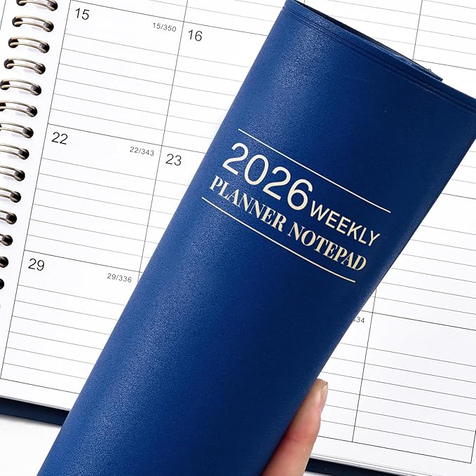 2026 Planner - Planner 2026 Weekly and Monthly, 11.38'' x 8.74'', 2026 Calendar Leather Planner, JAN 2026 - DEC 2026, Daily Hourly Appointment Book, To Do List, Monthly Tabs, Faux Soft Leather, Back Pockets - Blue