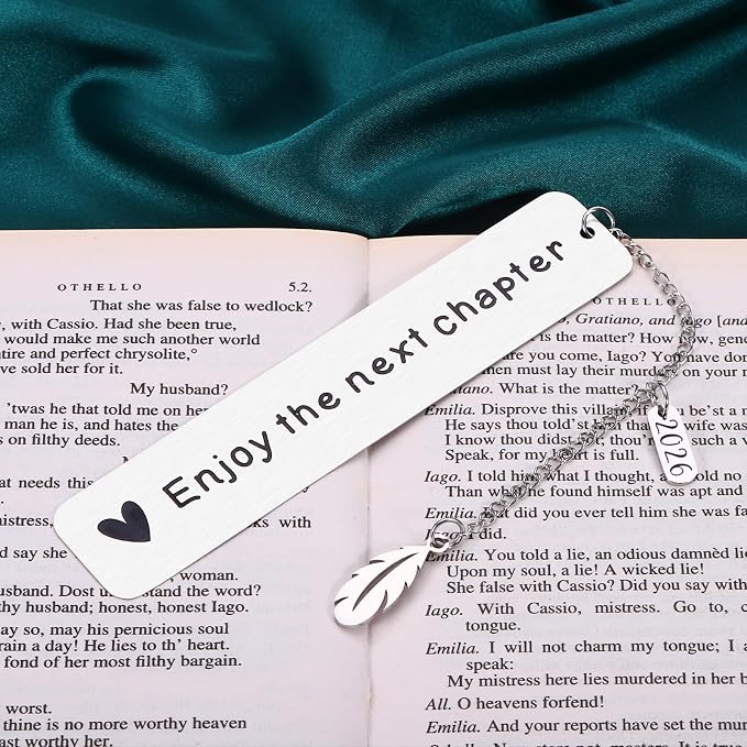Graduation Gifts for Her Him Students 2026 Retirement Gift for Woman Men Friend Inspirational Wedding Christmas Anniversary Birthday Gifts Coworker Leaving Enjoy the Next Chapter Bookmark Book Lovers