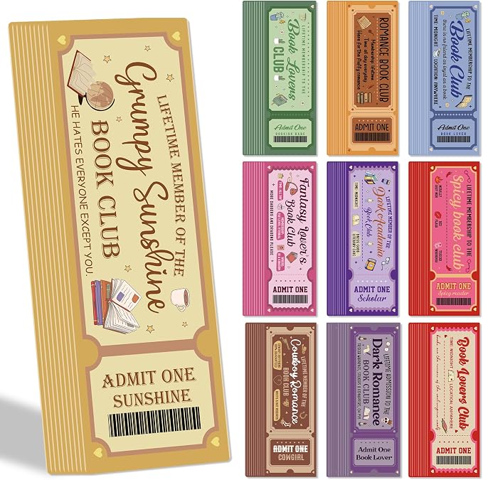 Personalized Bookmark Bulk Gifts - 100 Pcs Funny Book Club Ticket Paper Bookmarks for Women Men Books Lovers Fantasy Dark Romance Page Markers Accessories Bookish Gift for Birthday Christmas